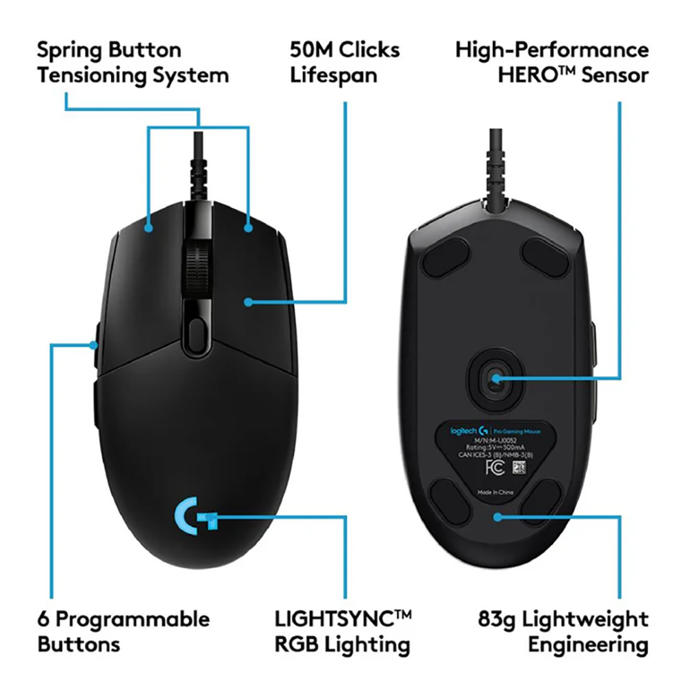 ماوس لاجیتک گیمینگ سیم دار مدل G PRO