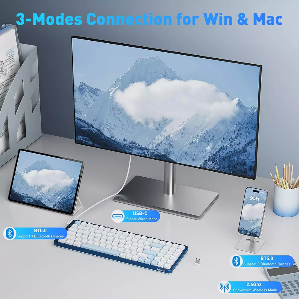 کیبورد ردراگون گیمینگ بی سیم مدل Eva K684WB RGB PRO