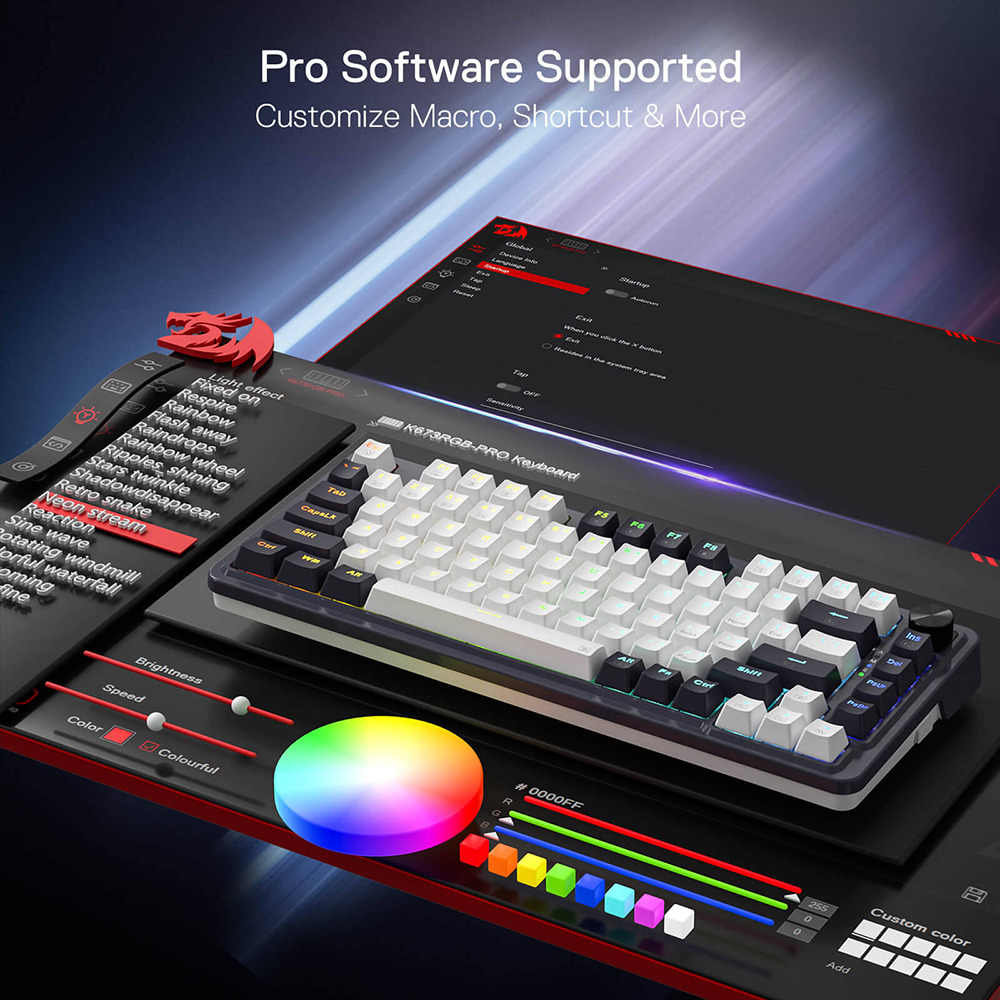 کیبورد ردراگون گیمینگ بی سیم مدل Ucal K673WB RGB PRO