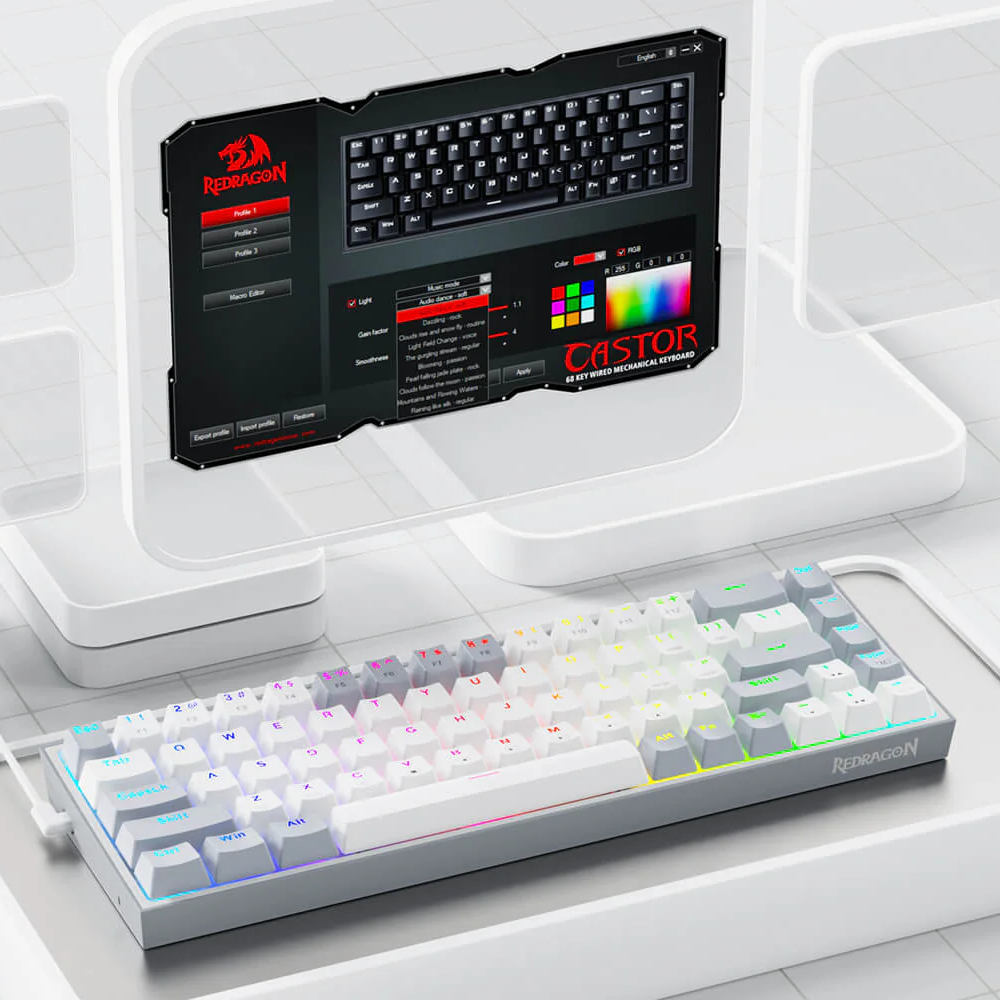 کیبورد ردراگون گیمینگ سیم دار مدل Castor K631 WG RGB