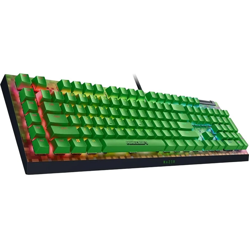 کیبورد ریزر گیمینگ سیم دار مدل BlackWidow V4 X Minecraft Edition